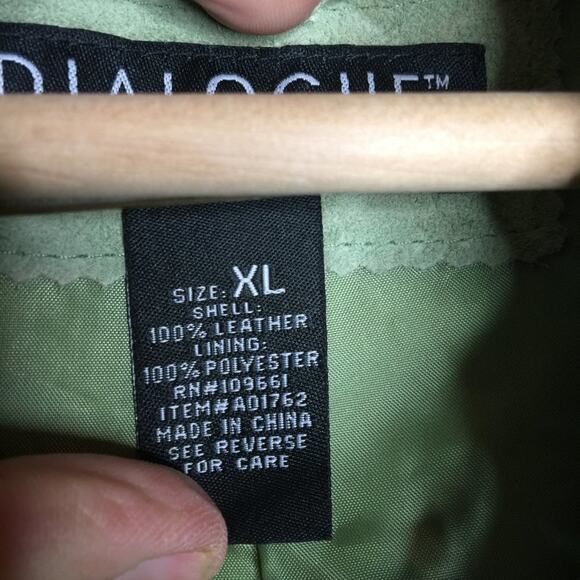 Dialogue Cowboy Fringe Leather Jacket Western Blazer Long Sleeve Green Size XL - Picture 5 of 5